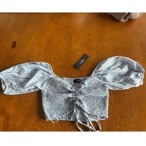 Lulus Blue Floral Crop top XS (New- Tag Still on)
